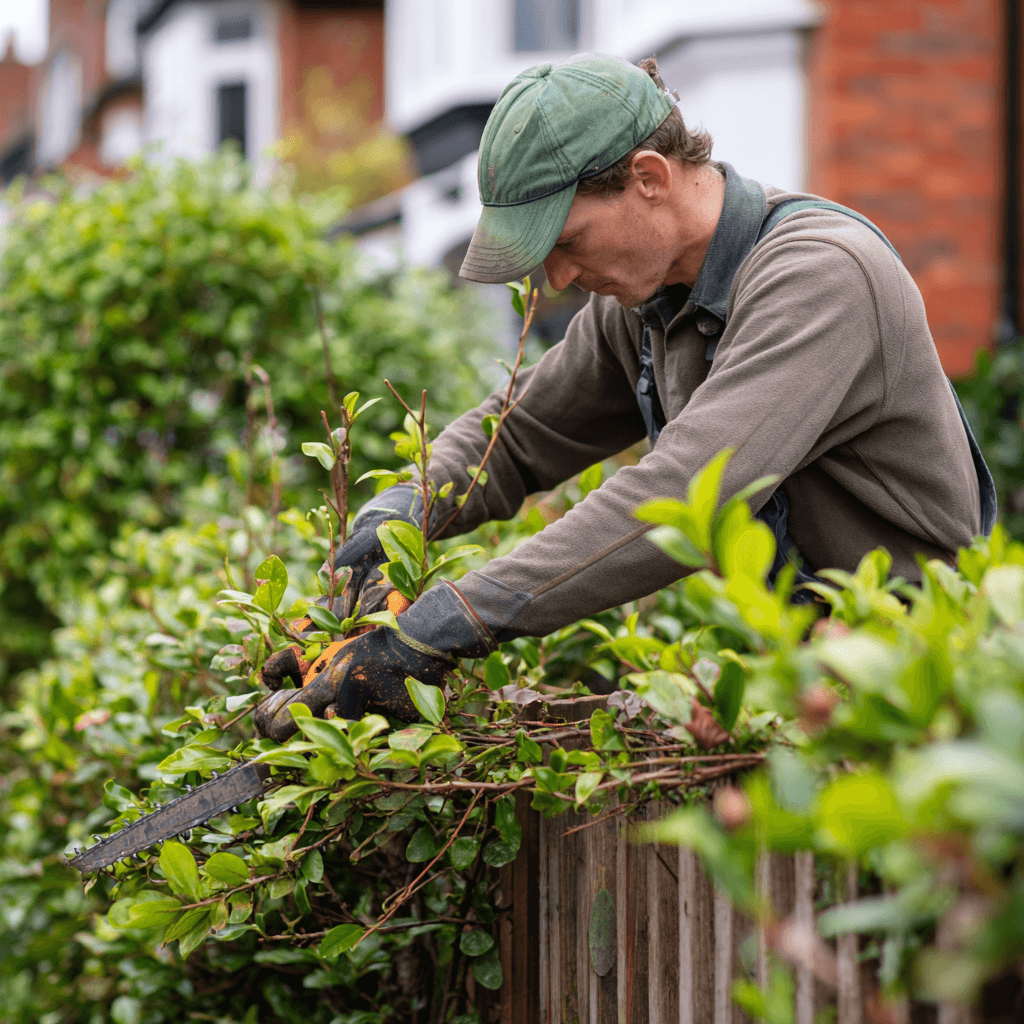 Kingston hedge trimming service in progress