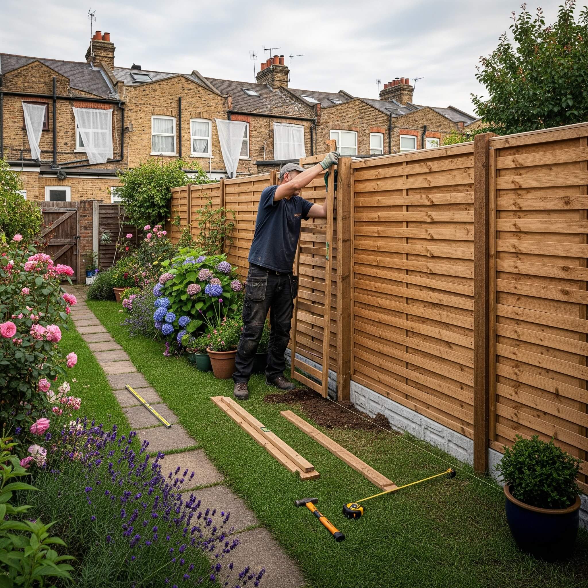 Gardener while working on a landscaping job in a Kingston property